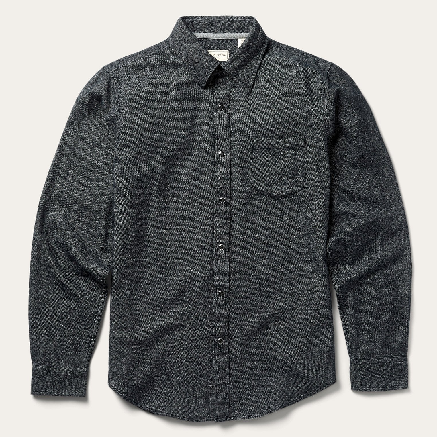 Black Brushed Twill Western Shirt / Stetson