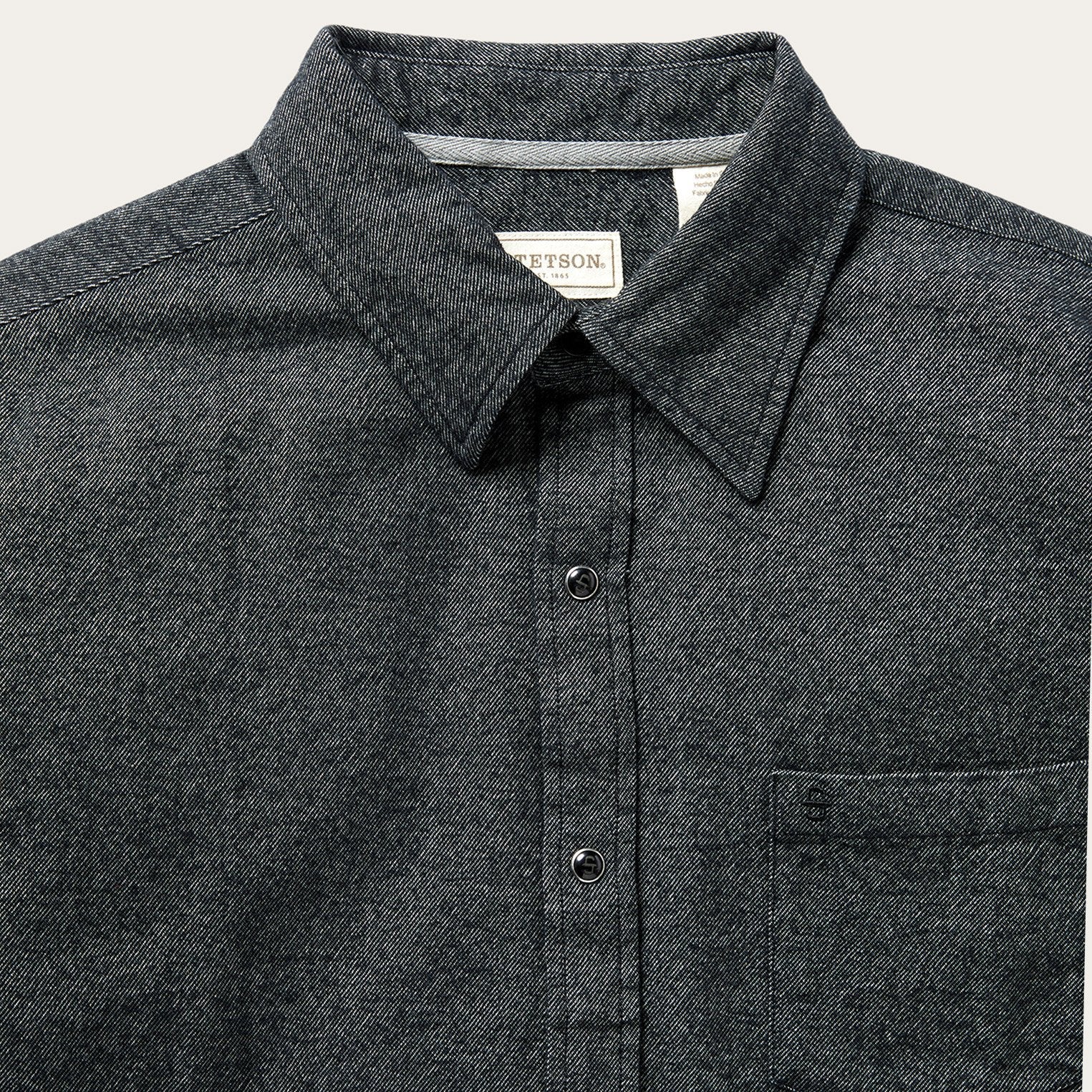 Black Brushed Twill Western Shirt / Stetson