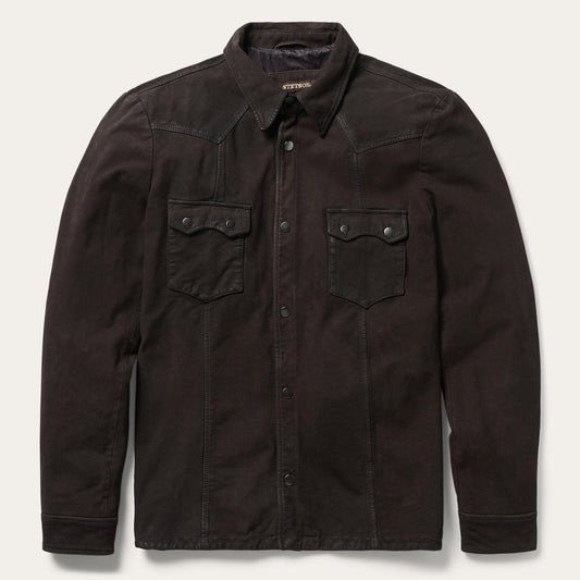 Brown Leather Western Shirt Jacket / Stetson