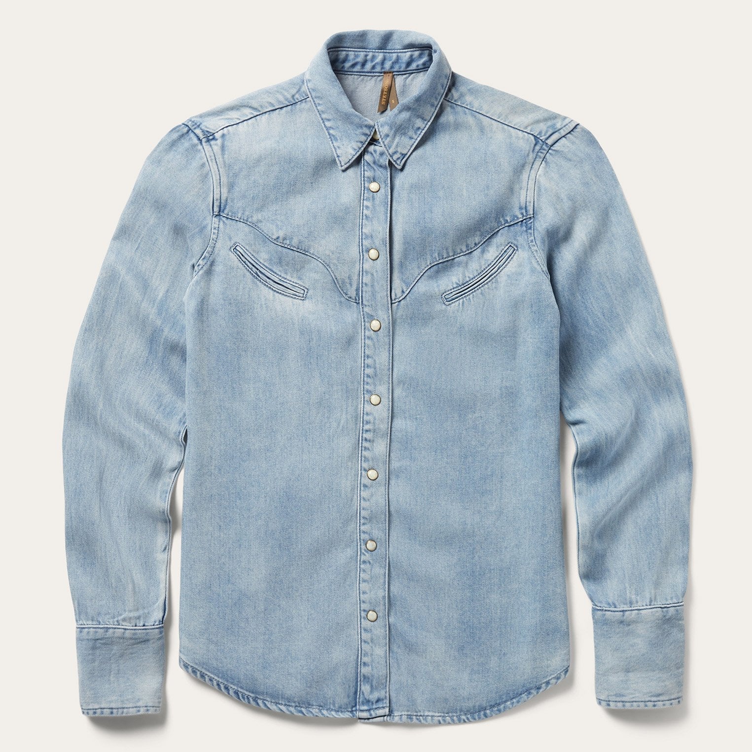 Blue Curved Yoke Western Denim Shirt / Stetson
