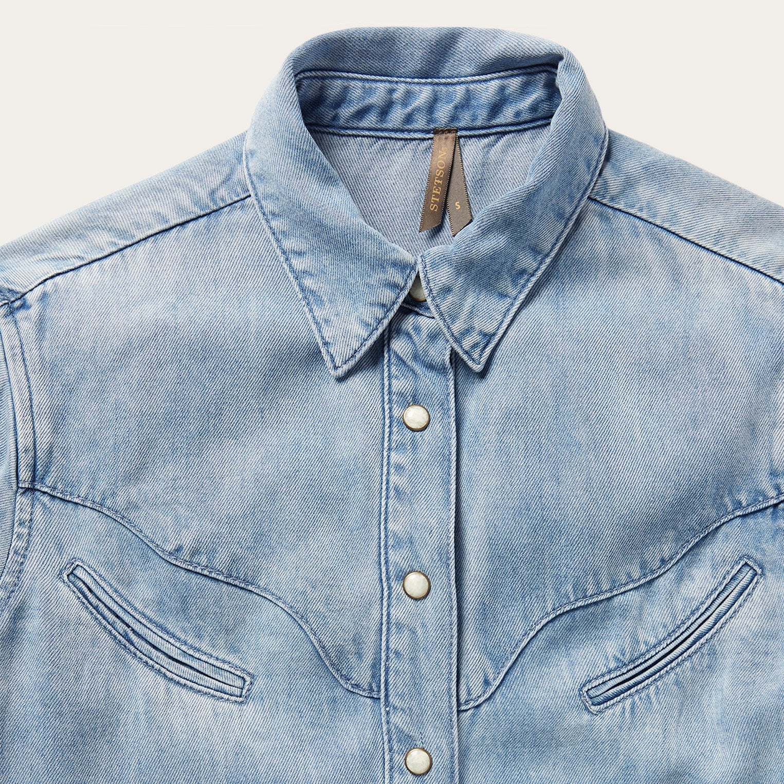 Blue Curved Yoke Western Denim Shirt / Stetson