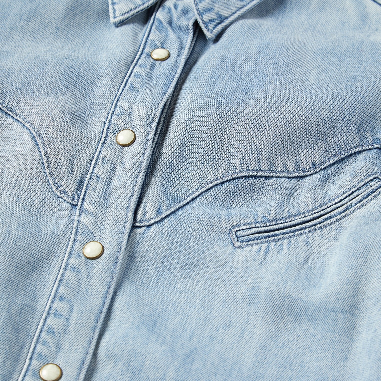 Blue Curved Yoke Western Denim Shirt / Stetson