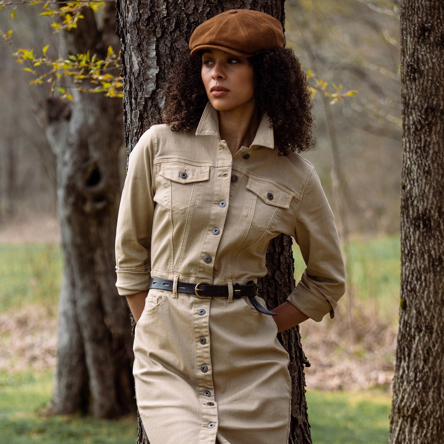 Tan Workwear Inspired Shirt Dress / Stetson