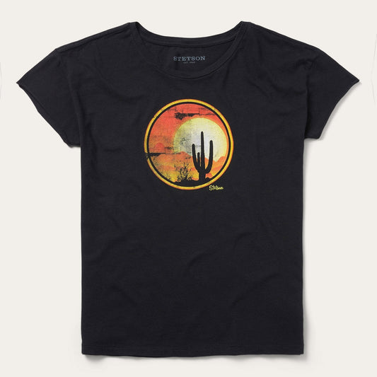 Black Sunset Saguaro Graphic Tee / Stetson