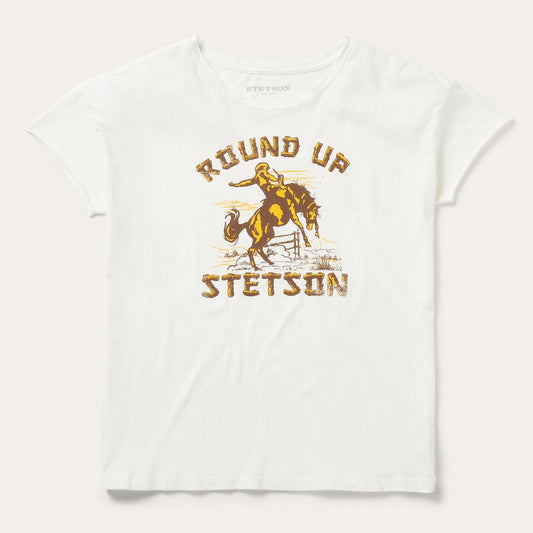 White "Round Up" Stetson Vintage Tee / Stetson