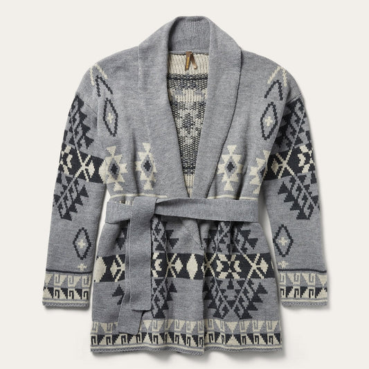 Grey Chunky Knit Tie Sweater in Grey / Stetson