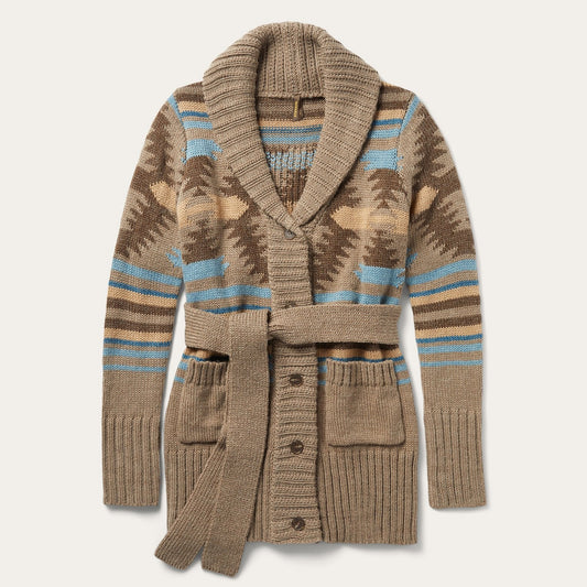 Wine Chunky Knit Tie Sweater in Brown / Stetson