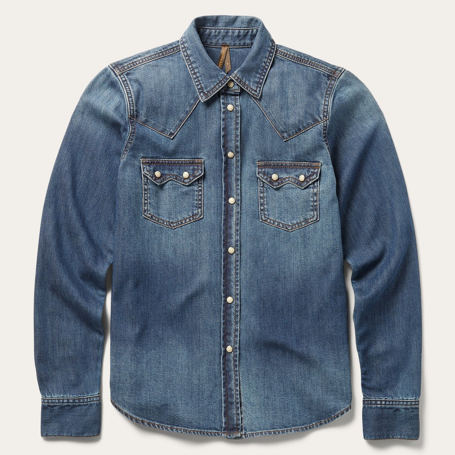Blue Distressed Denim Shirt / Stetson