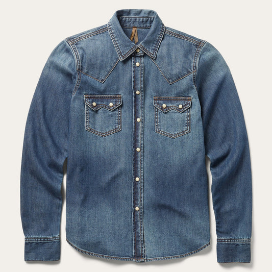 Blue Distressed Denim Shirt / Stetson