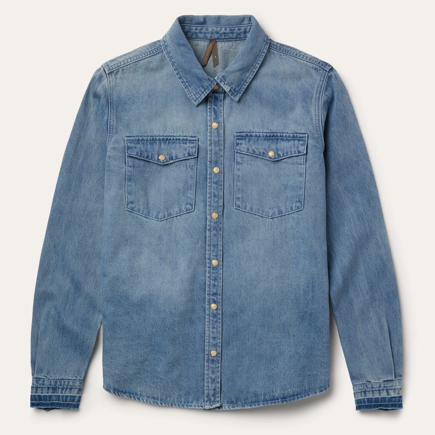 Blue Loose Fit Denim Snap-Front Shirt / Stetson