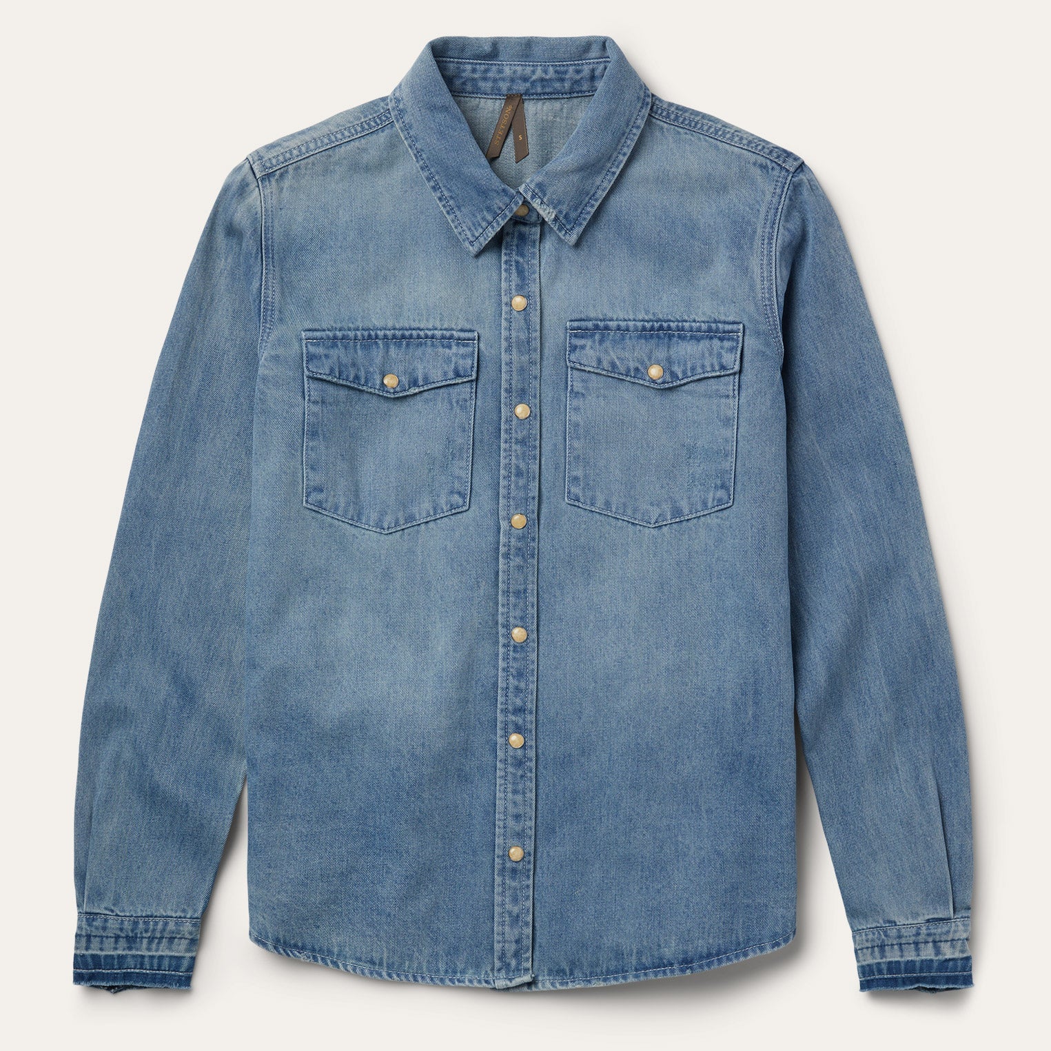 Blue Loose Fit Denim Snap-Front Shirt / Stetson