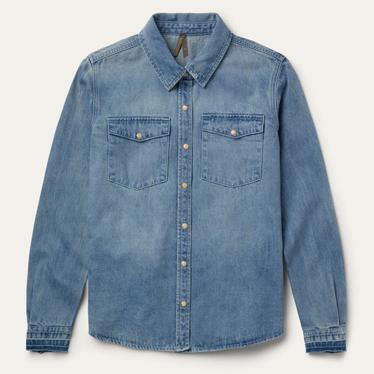Blue Loose Fit Denim Snap-Front Shirt / Stetson