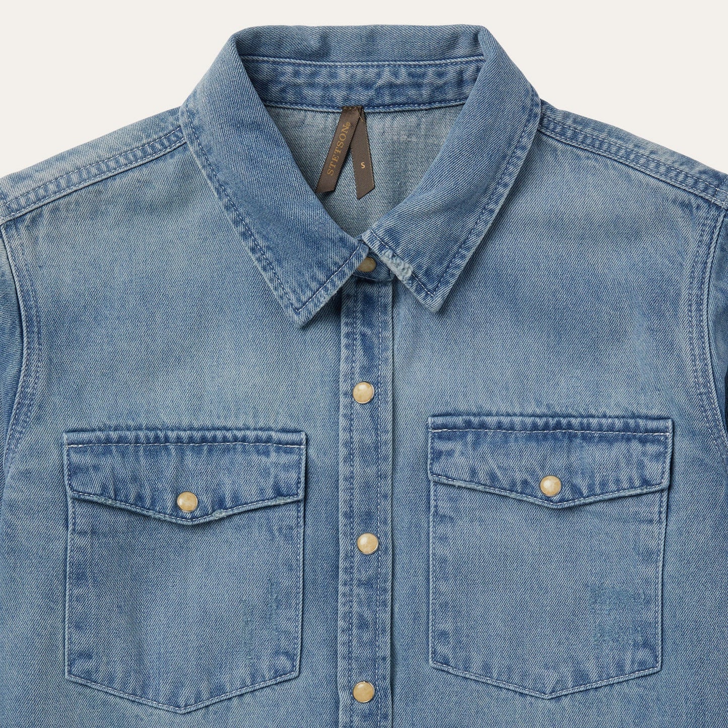 Blue Loose Fit Denim Snap-Front Shirt / Stetson