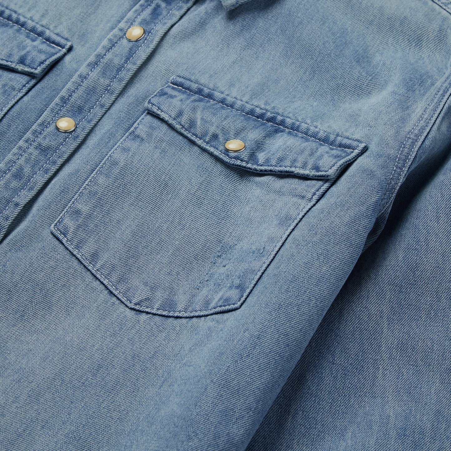 Blue Loose Fit Denim Snap-Front Shirt / Stetson