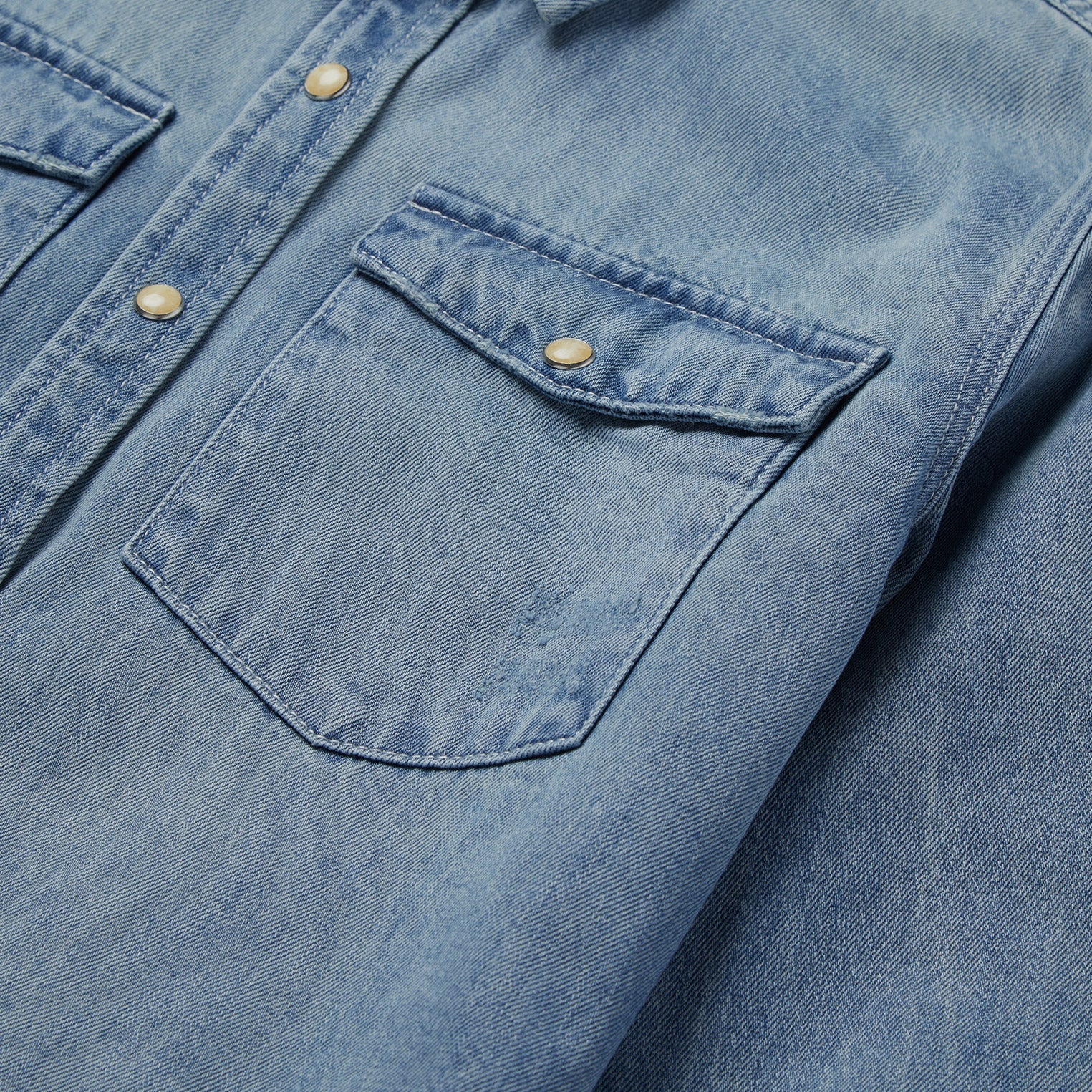 Blue Loose Fit Denim Snap-Front Shirt / Stetson