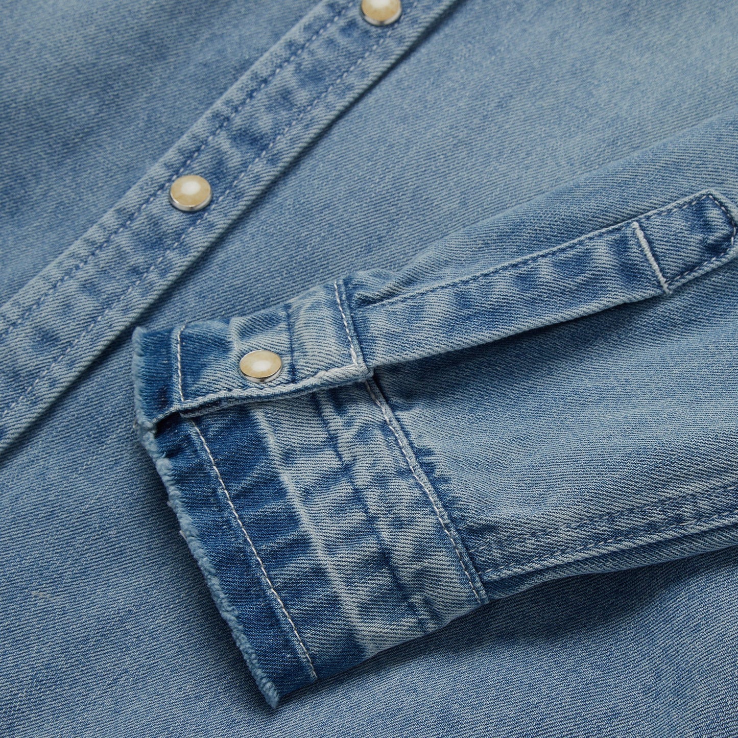 Blue Loose Fit Denim Snap-Front Shirt / Stetson