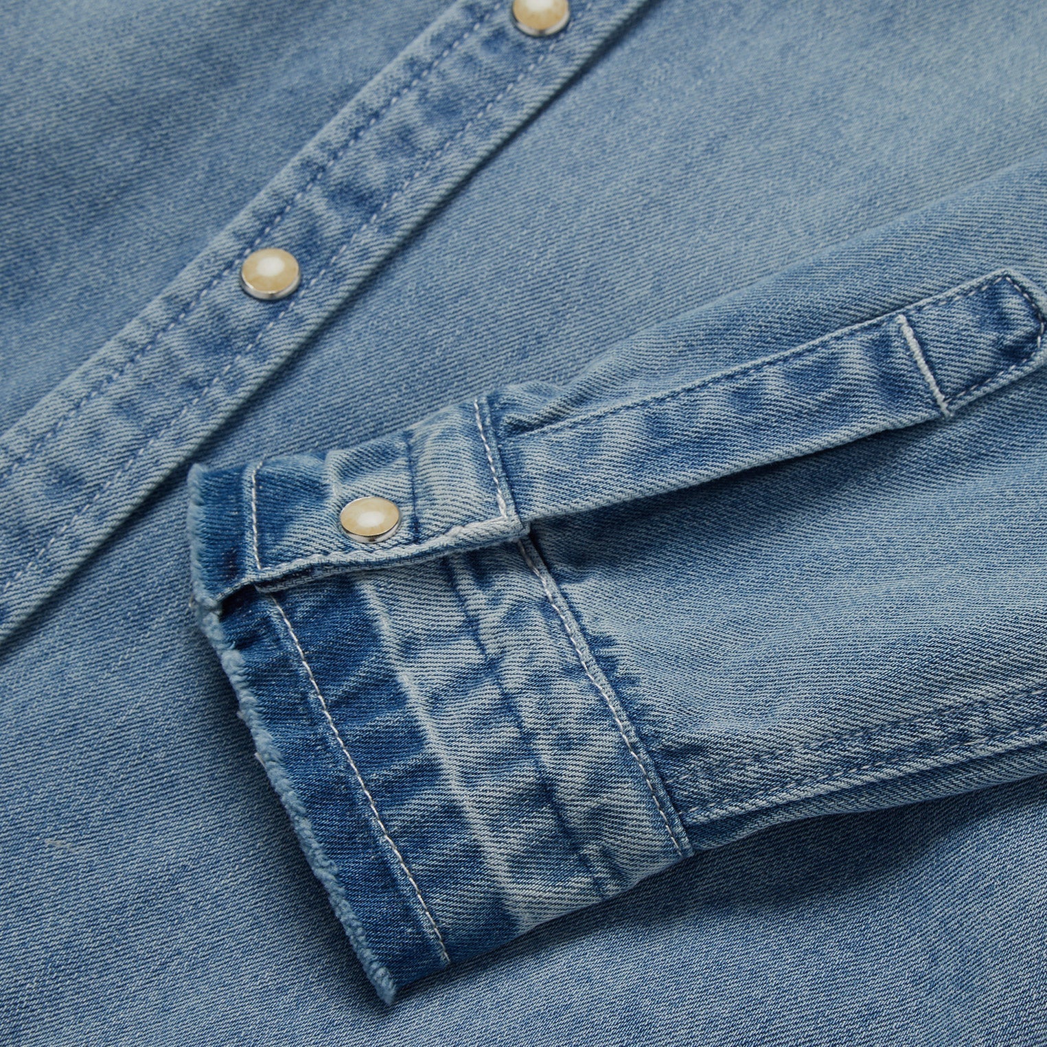 Blue Loose Fit Denim Snap-Front Shirt / Stetson