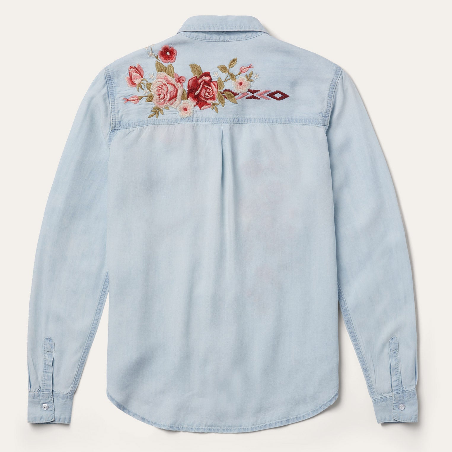 Blue Long-Sleeved Embroidered Shirt / Stetson