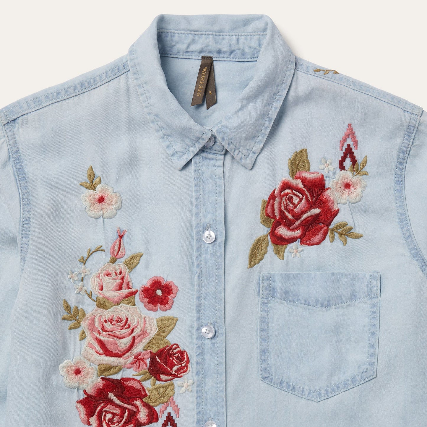 Blue Long-Sleeved Embroidered Shirt / Stetson