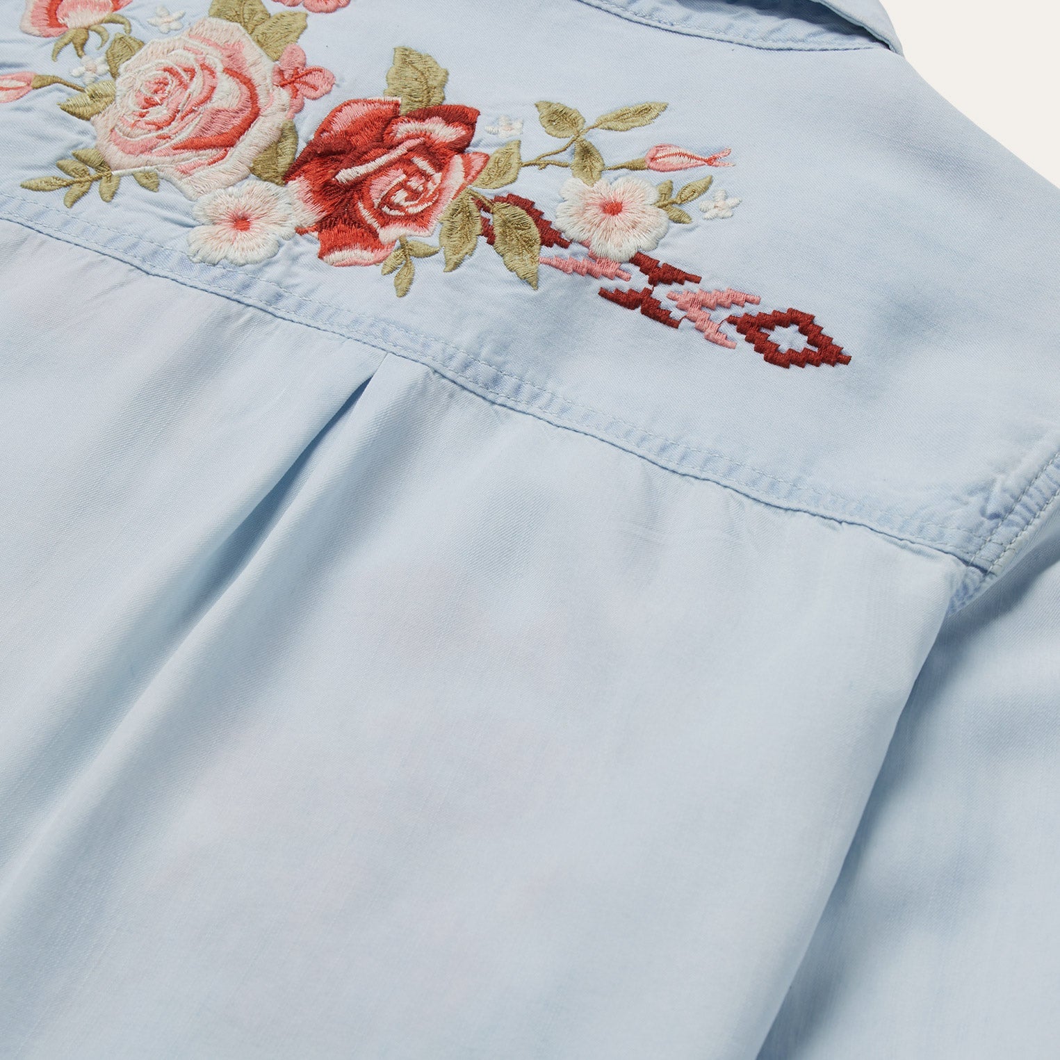 Blue Long-Sleeved Embroidered Shirt / Stetson