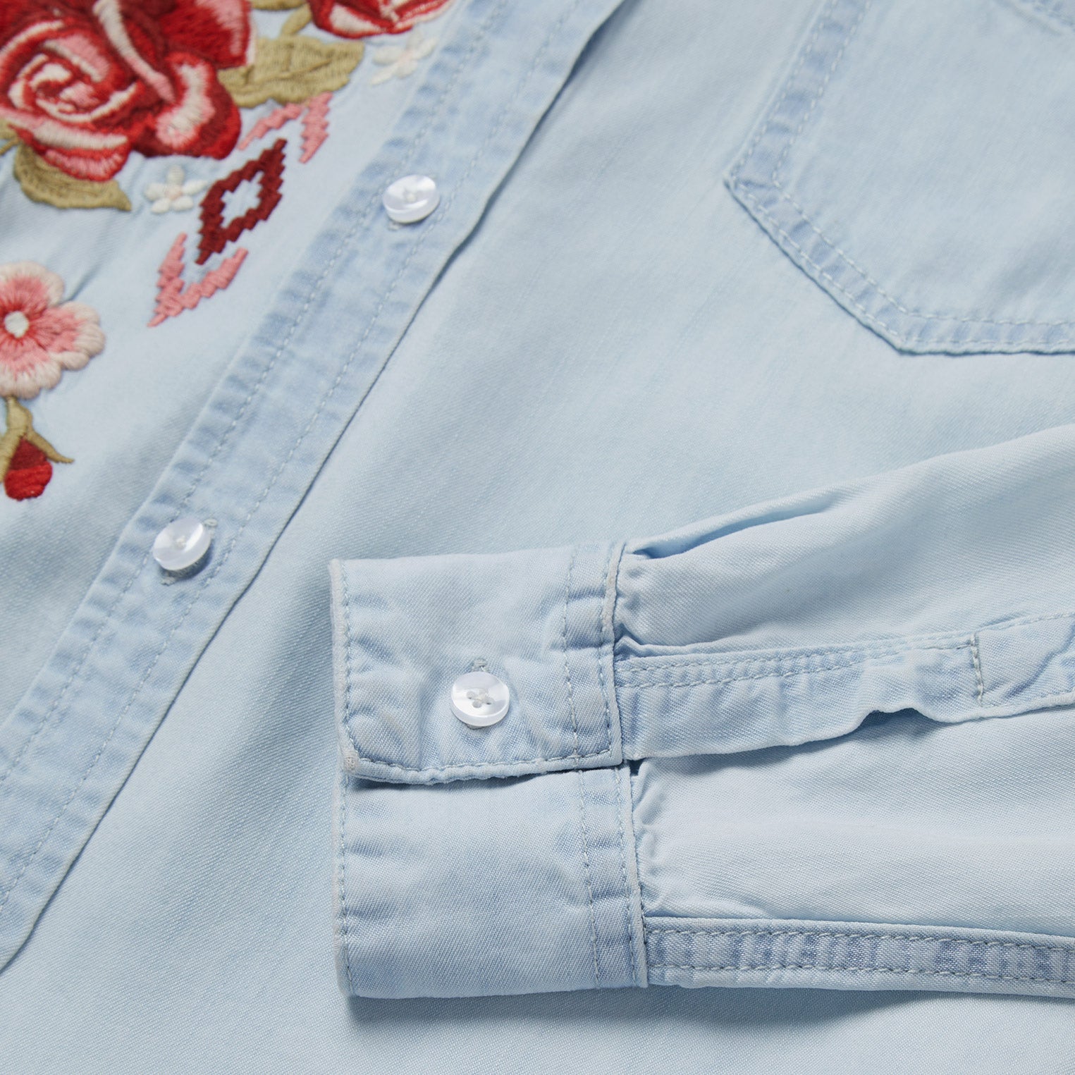 Blue Long-Sleeved Embroidered Shirt / Stetson