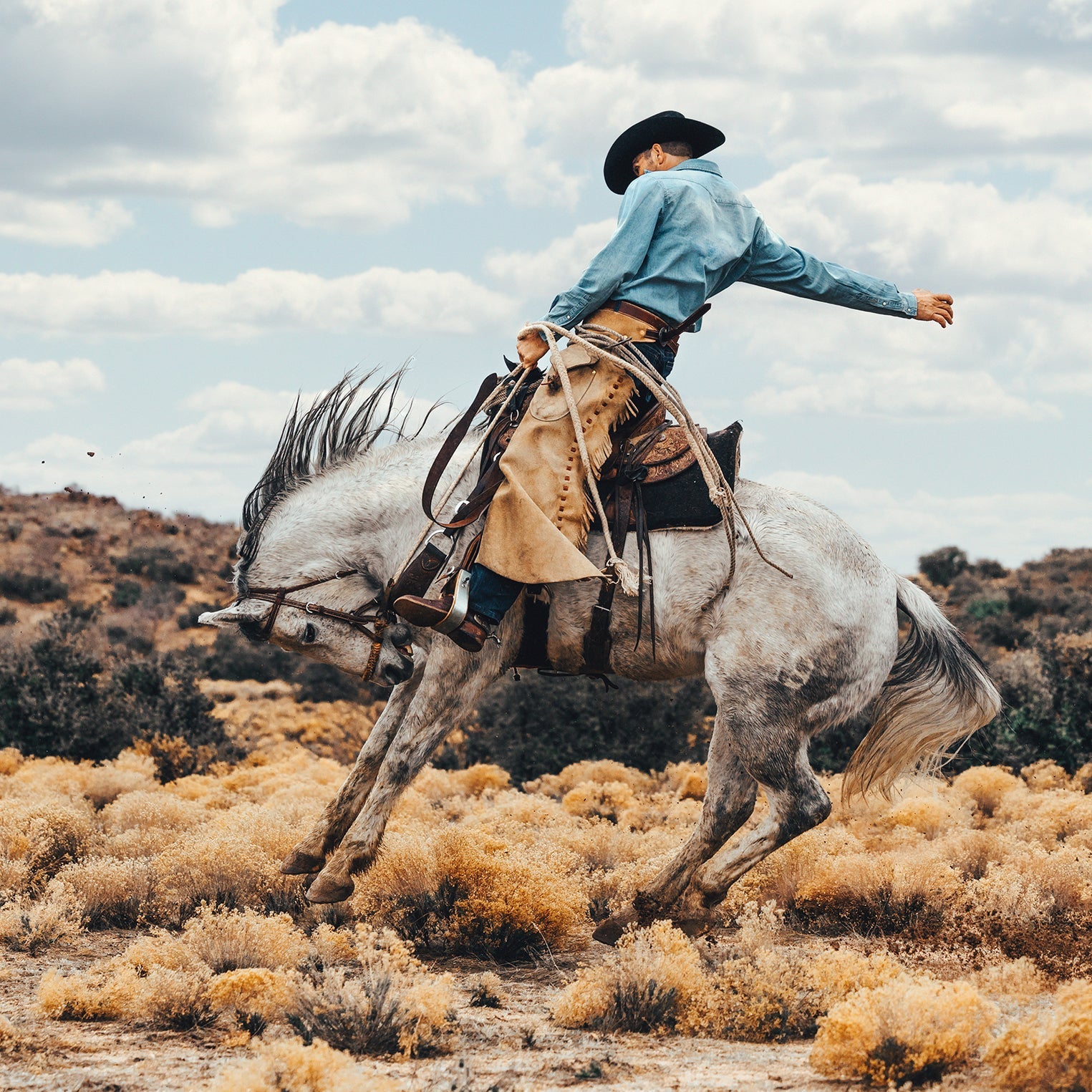 Blue Long-Sleeved Denim Shirt / Stetson