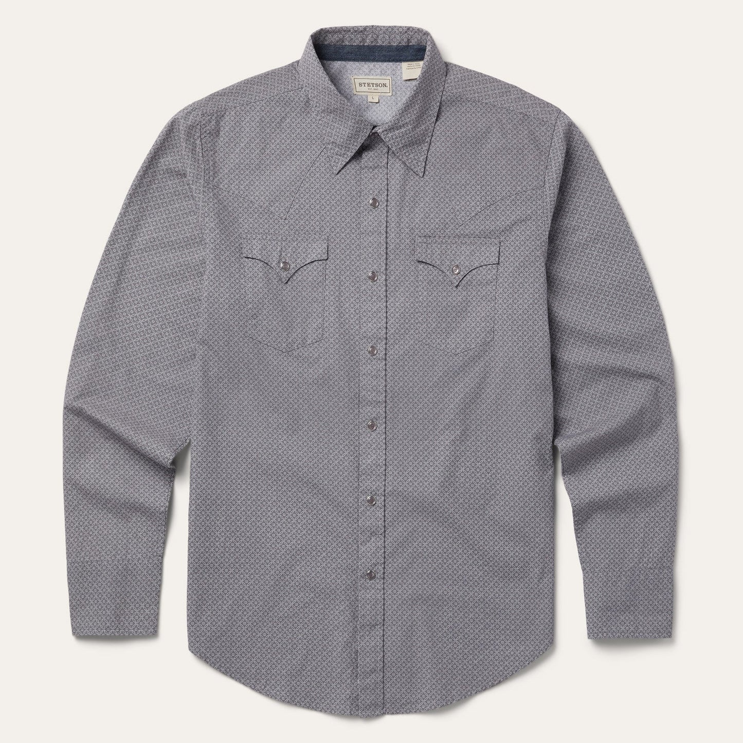 Grey Diamond Print Western Shirt / Stetson