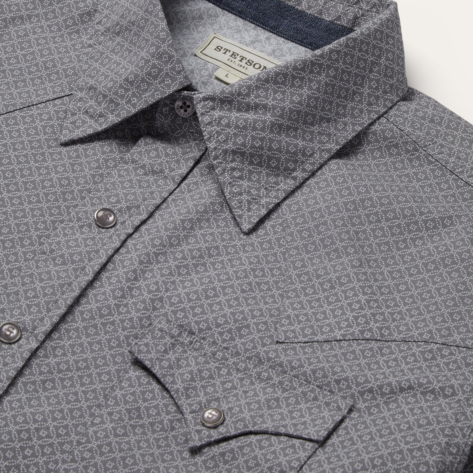 Grey Diamond Print Western Shirt / Stetson