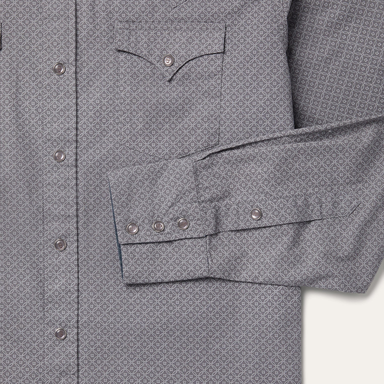 Grey Diamond Print Western Shirt / Stetson