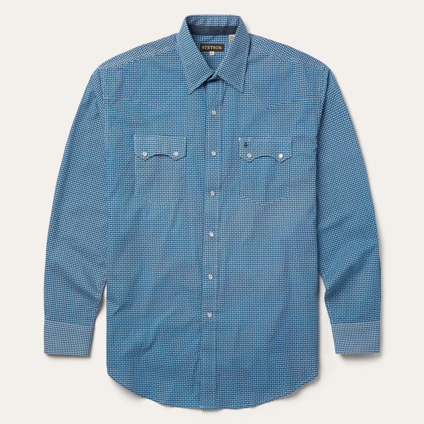 Blue Micro Print Western Shirt / Stetson