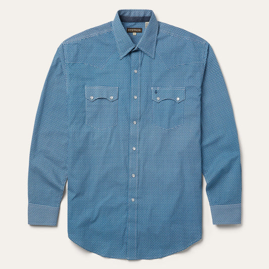 Blue Micro Print Western Shirt / Stetson