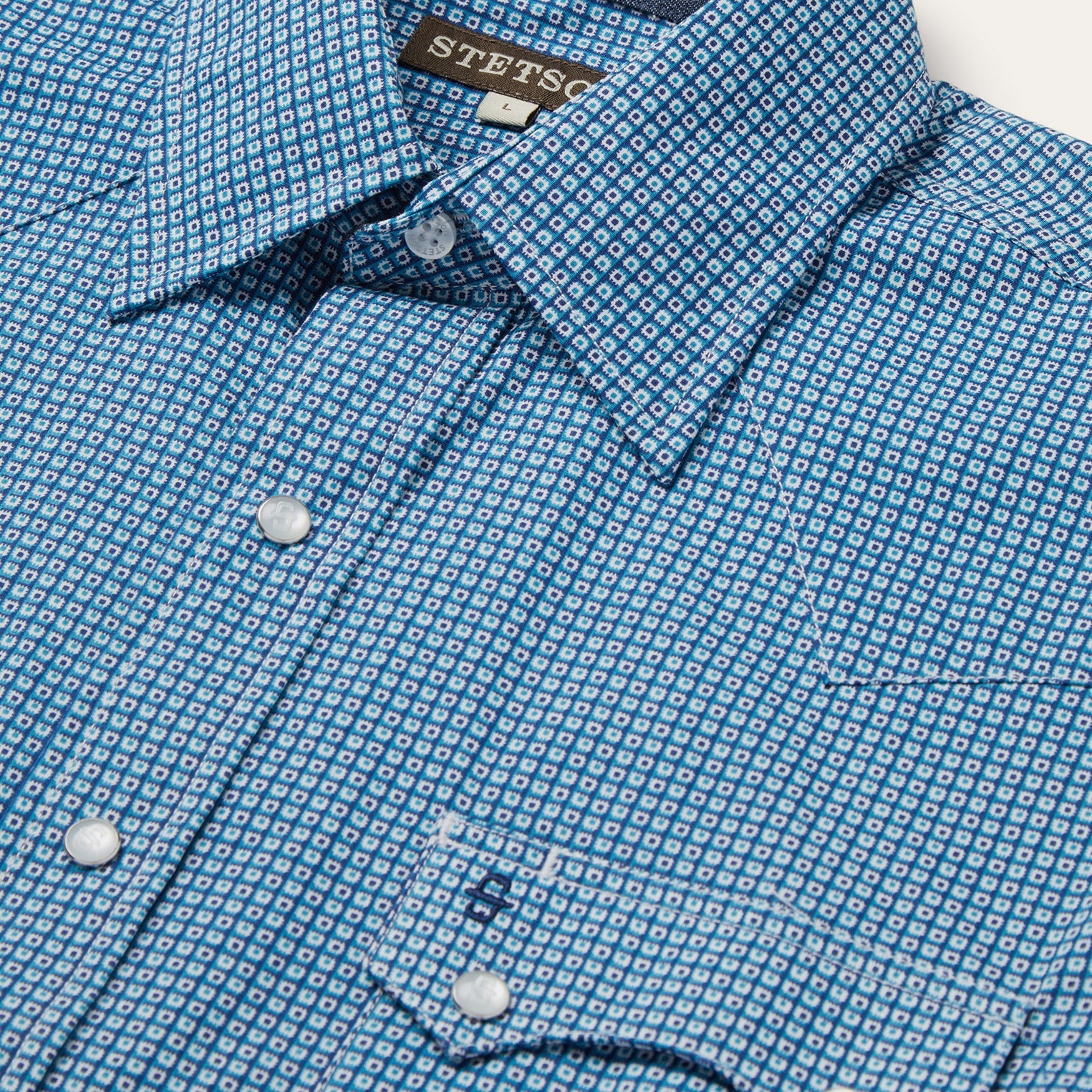Blue Micro Print Western Shirt / Stetson