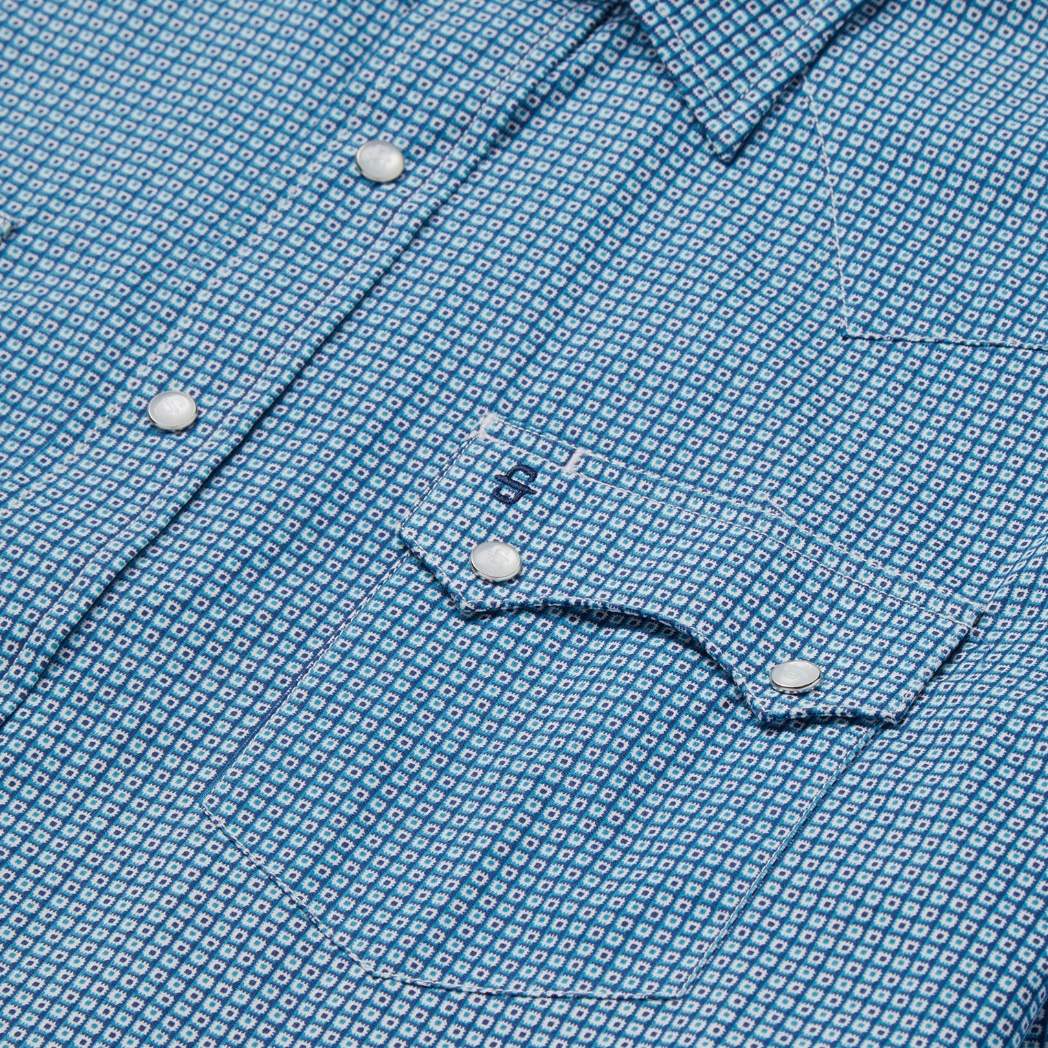Blue Micro Print Western Shirt / Stetson