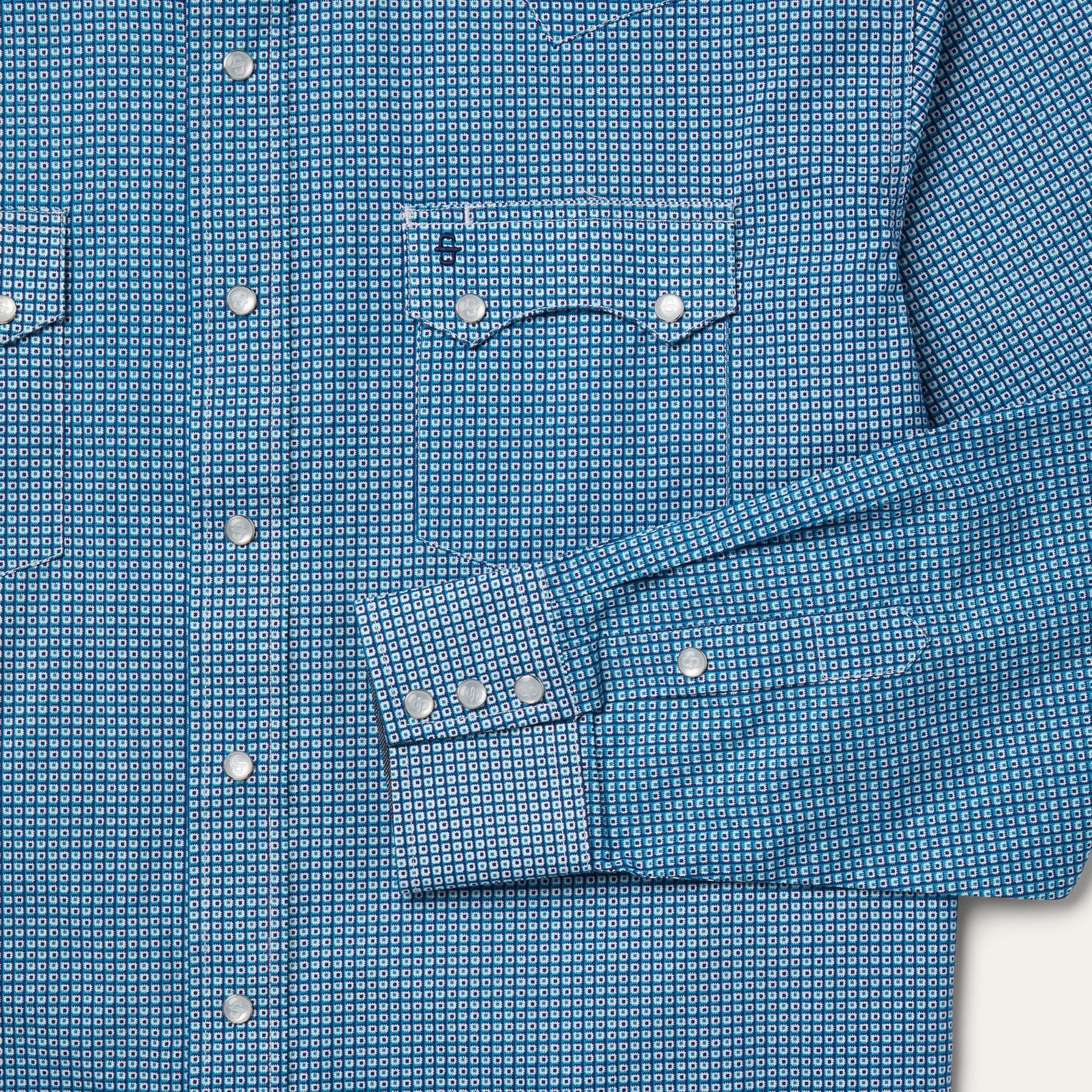 Blue Micro Print Western Shirt / Stetson
