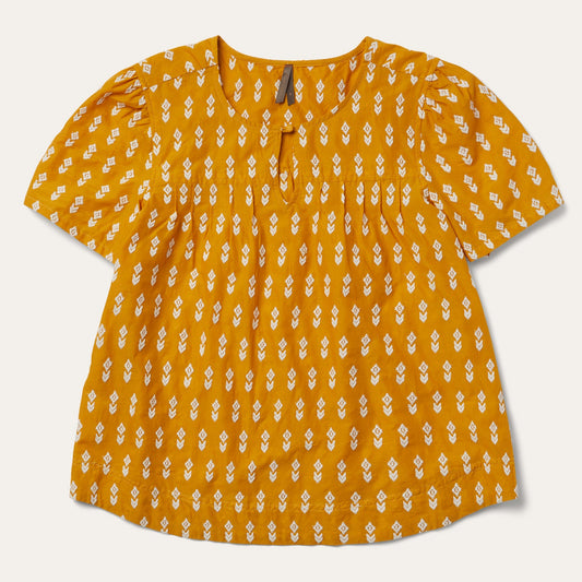 Yellow Short-Sleeved Aztec Blouse / Stetson