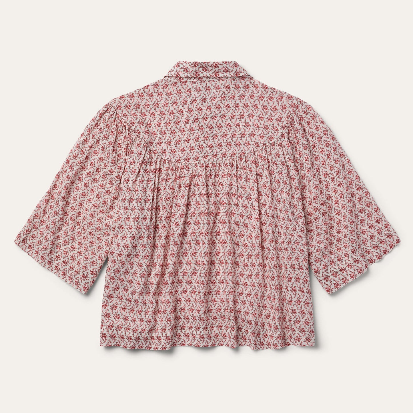 Red Short-Sleeved Cottage Floral Blouse / Stetson