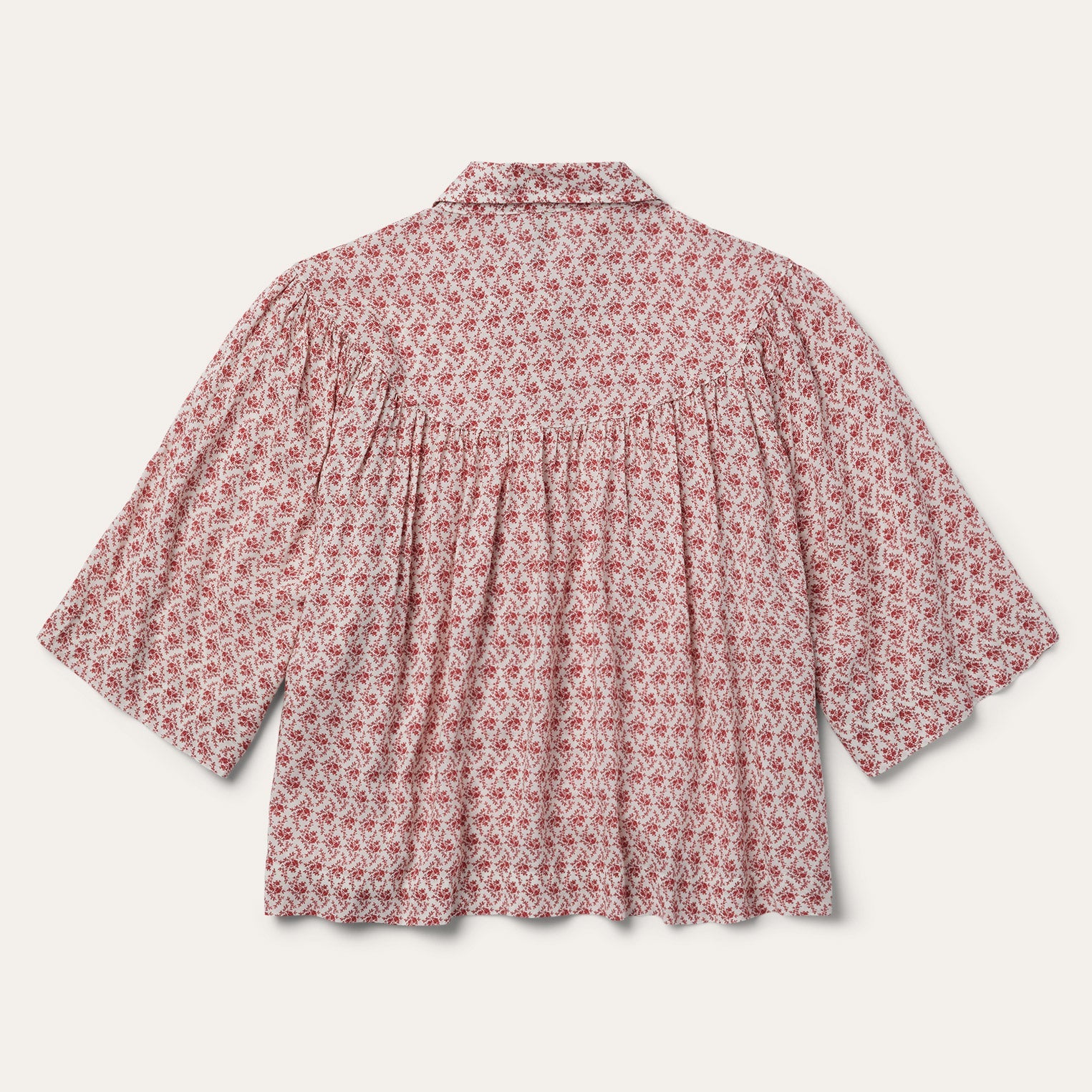 Red Short-Sleeved Cottage Floral Blouse / Stetson