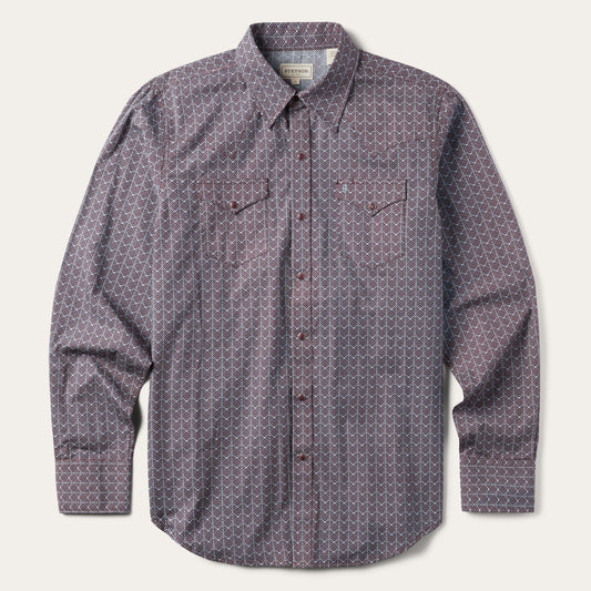 Brown Chevron Grid Shirt / Stetson