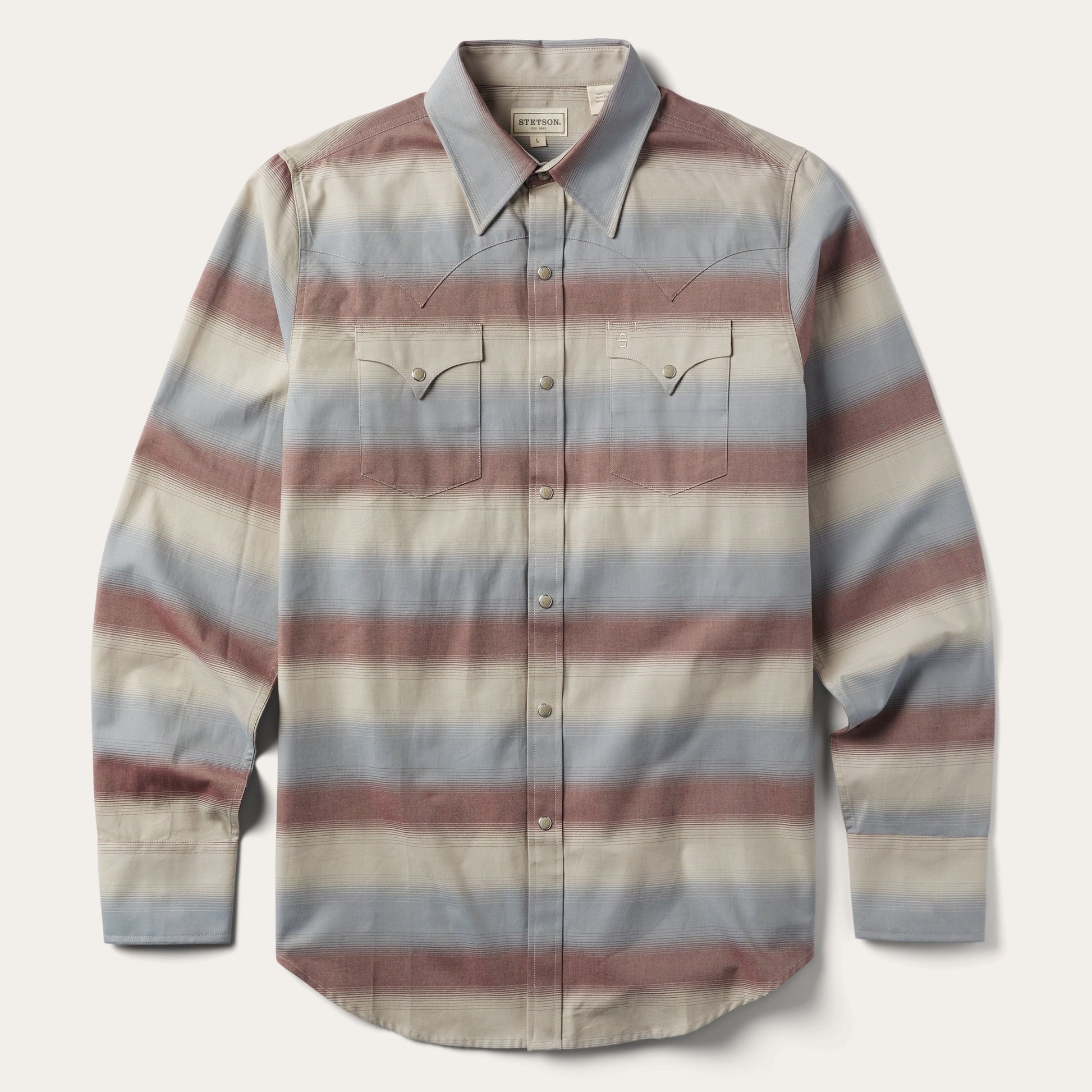 Wine Ombre Stripe Twill Shirt / Stetson