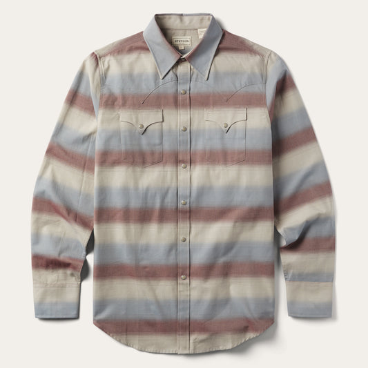 Wine Ombre Stripe Twill Shirt / Stetson