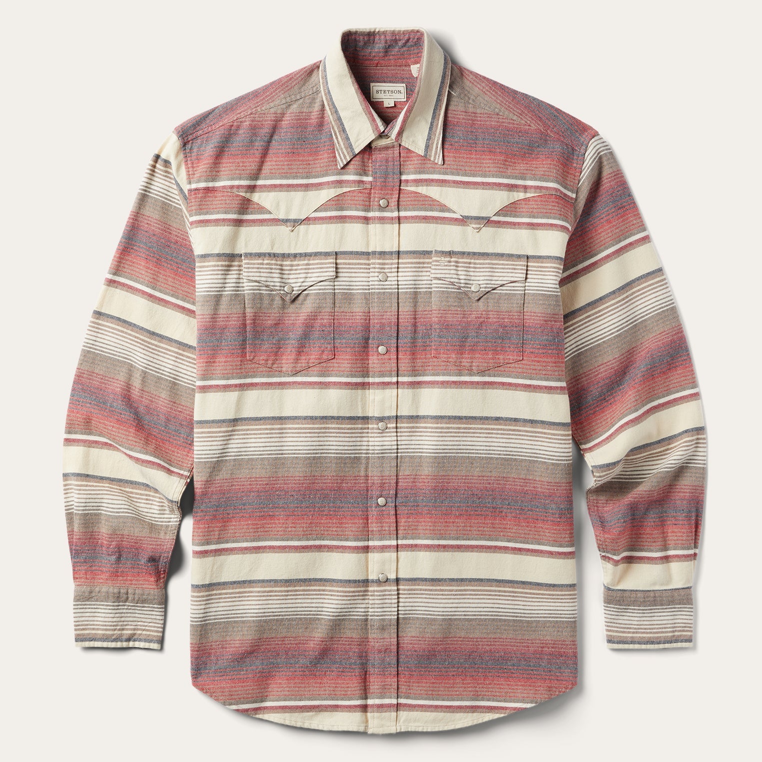 Red Brushed Twill Striped Shirt / Stetson