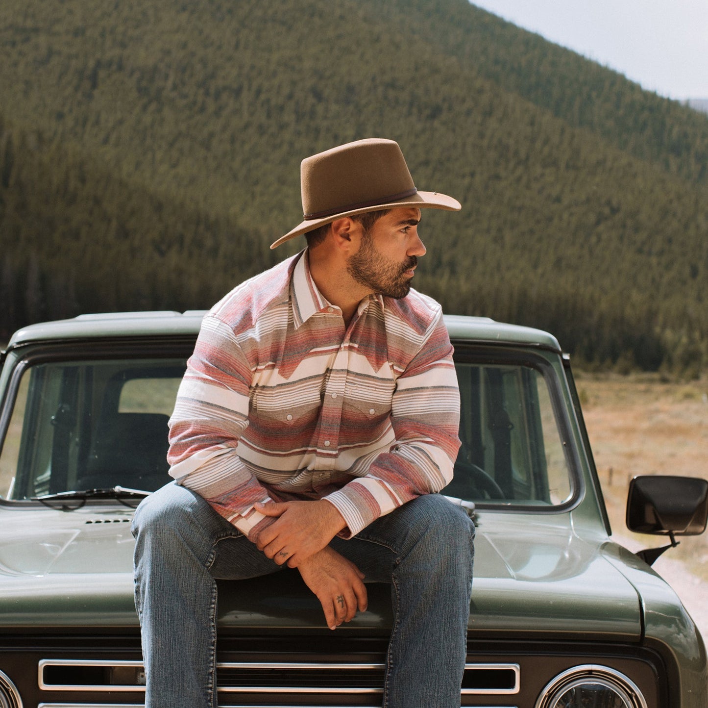 Red Brushed Twill Striped Shirt / Stetson