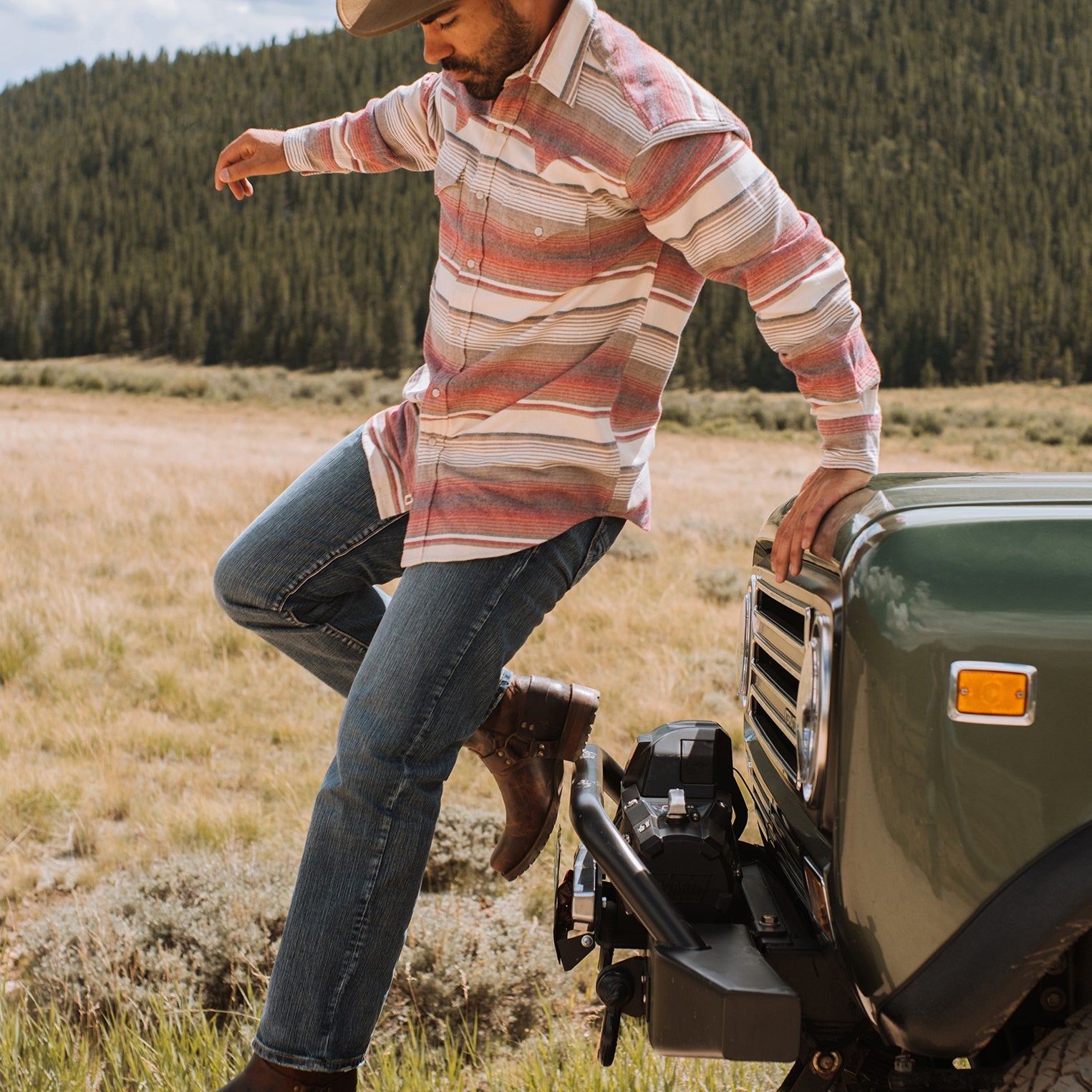 Red Brushed Twill Striped Shirt / Stetson