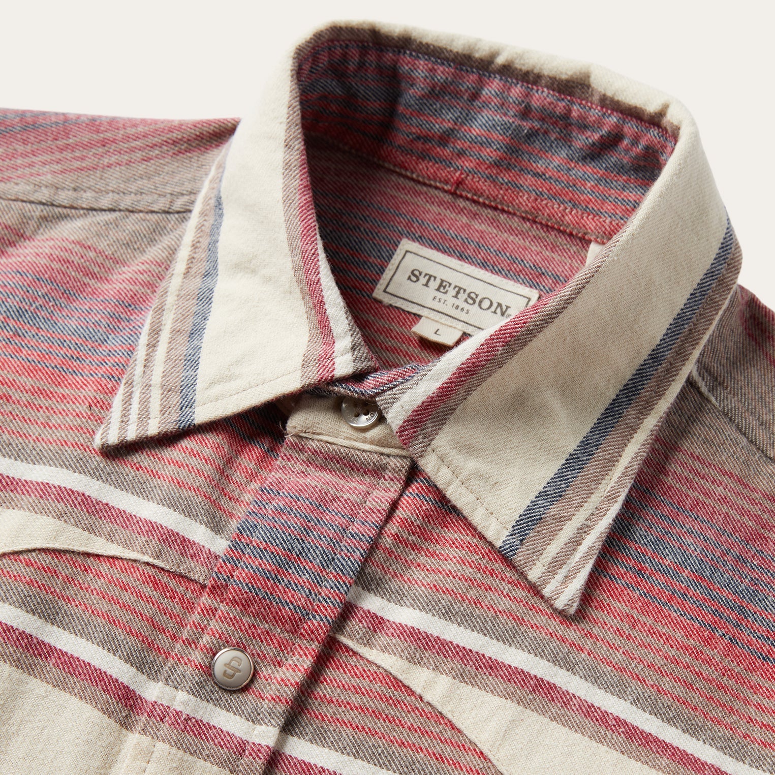 Red Brushed Twill Striped Shirt / Stetson