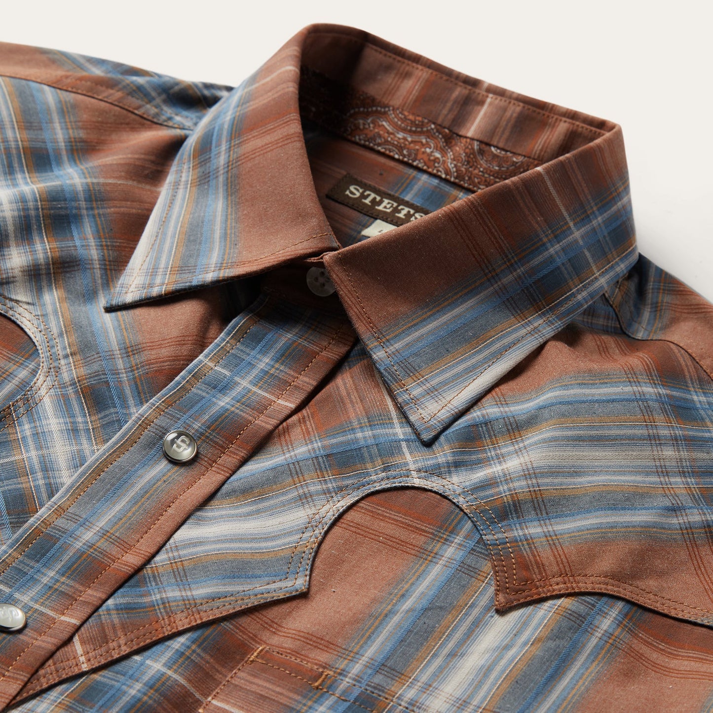 Brown Rustic Plaid Western Shirt / Stetson