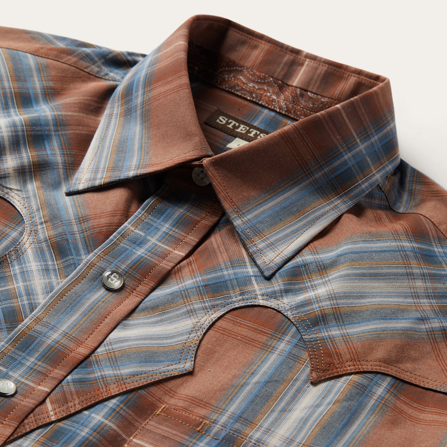 Brown Rustic Plaid Western Shirt / Stetson