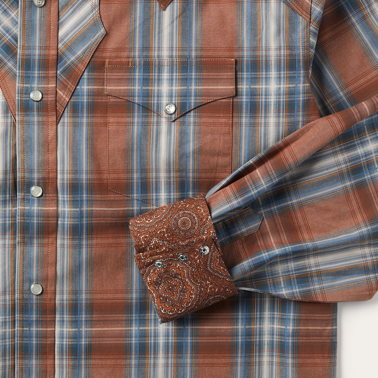 Brown Rustic Plaid Western Shirt / Stetson