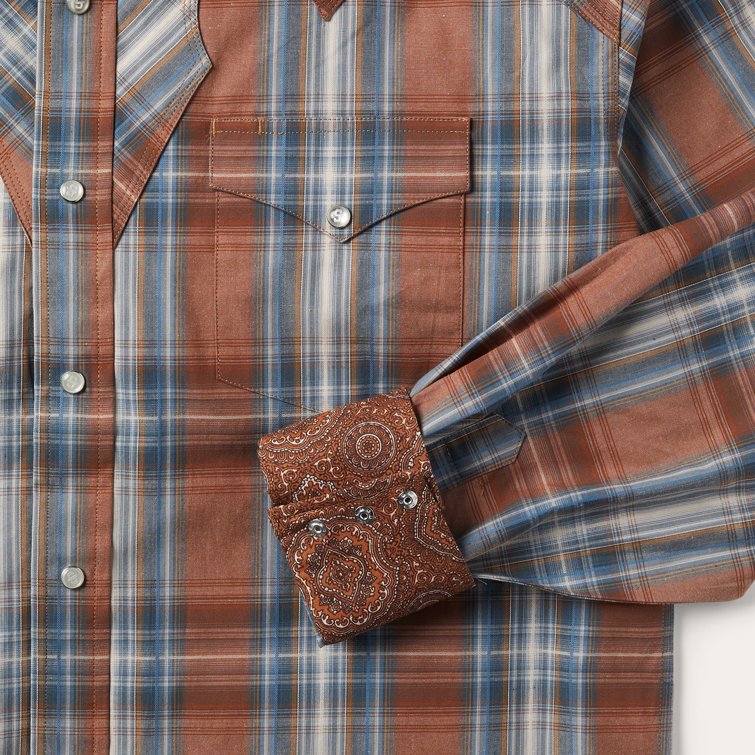 Brown Rustic Plaid Western Shirt / Stetson