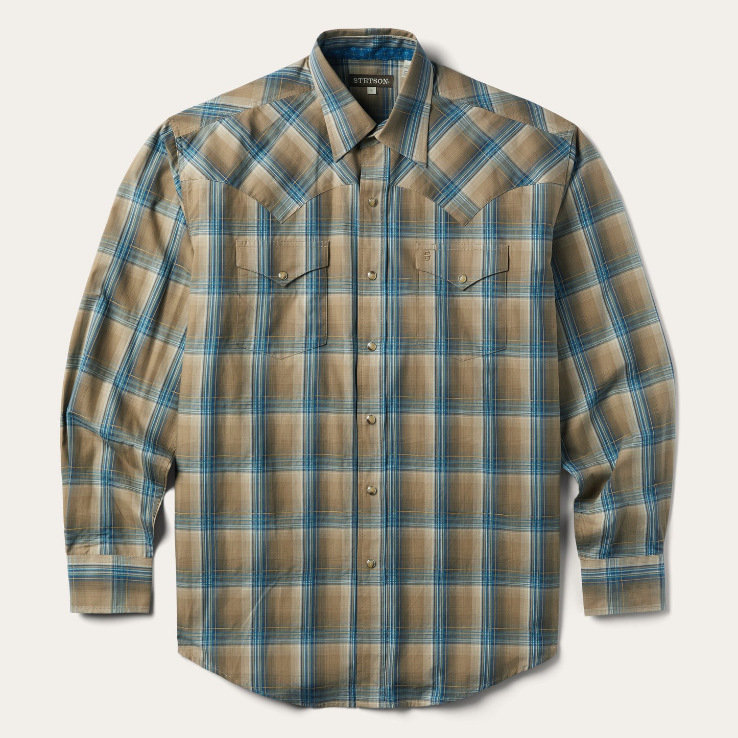 Brown Khaki Ombre Plaid Shirt / Stetson