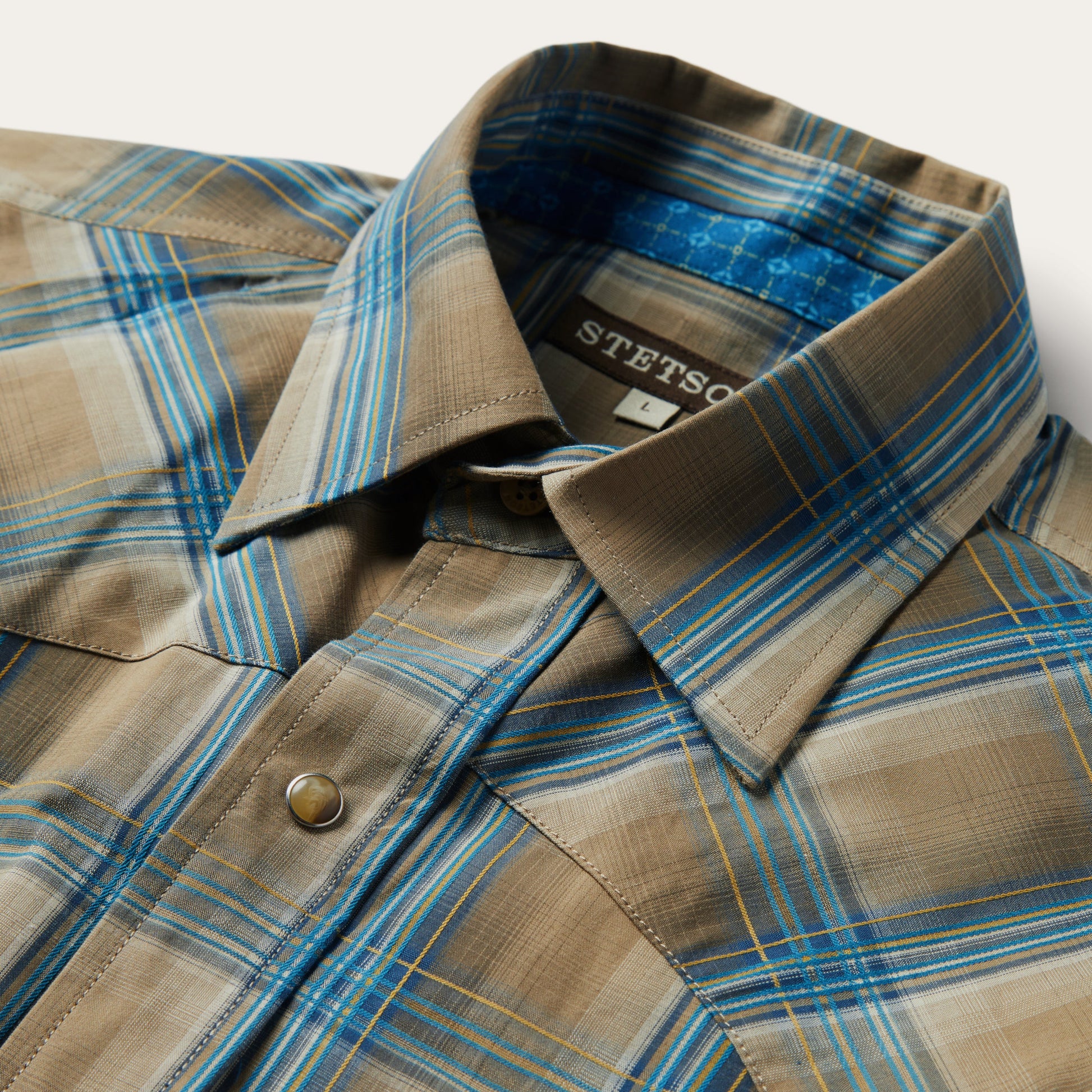 Brown Khaki Ombre Plaid Shirt / Stetson